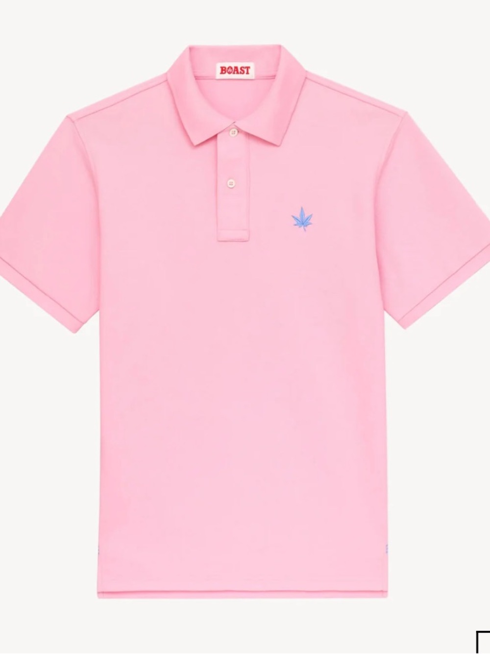 BOAST soft Pink Polo with white  Leaf Embroidery! L